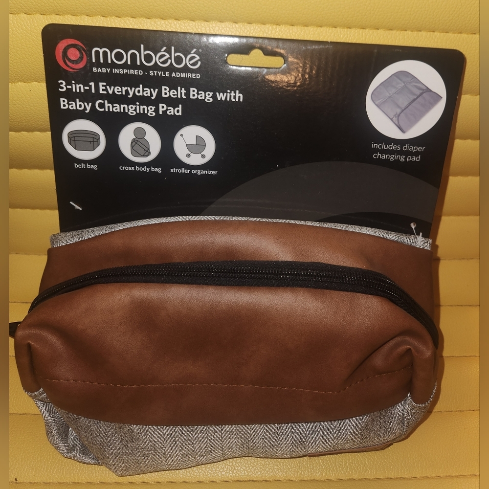 Monbebé 3-in-1 Everyday Belt Bag With Baby Changing Pad New